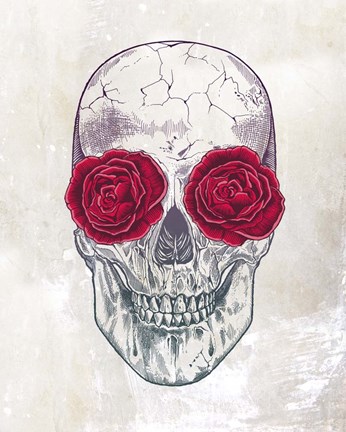 Framed Skull Roses Print