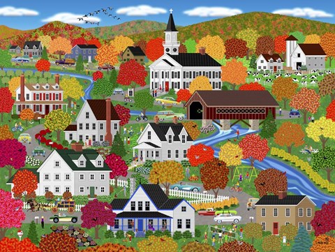 Framed New England Autumn Print