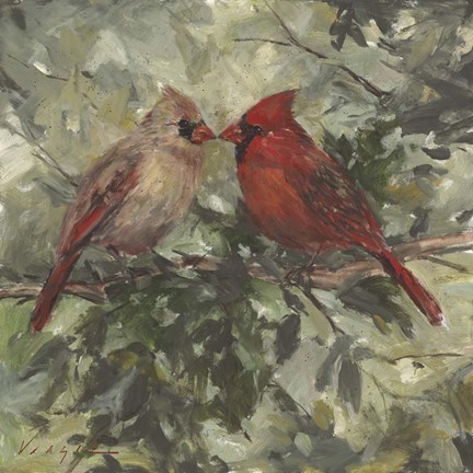 Framed Kissing Cardinals Print