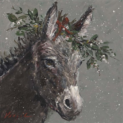Framed Mary Beth the Christmas Donkey Print