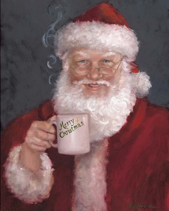 Framed Santa with a Mug Print