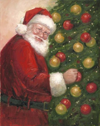 Framed Santa with Ornaments Print