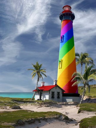 Framed Rainbow Lighthouse South Print