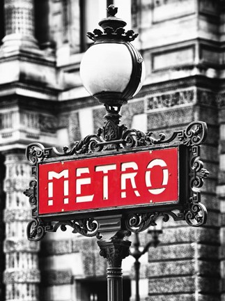 Framed Metro Sign Paris Print