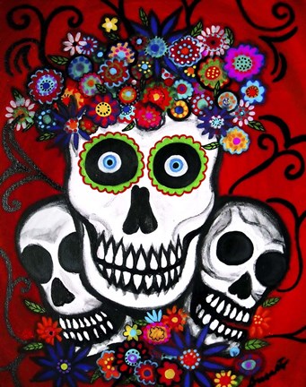 Framed Tres Calaveras Ofrenda Print