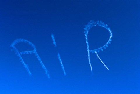 Framed Skywriting The Letters Air In Cloudless Sky Print