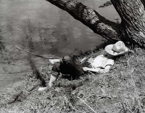 Framed 1940s Barefoot Boy Sleeping Print