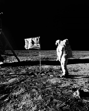 Framed 1969 Astronaut Us Flag Print