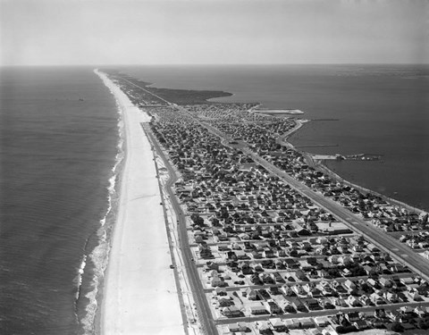 Framed 1970s 1980s Aerial Of Jersey Shore Print