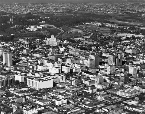 Framed 1950s Aerial View Showing El Cortez Hotel Print