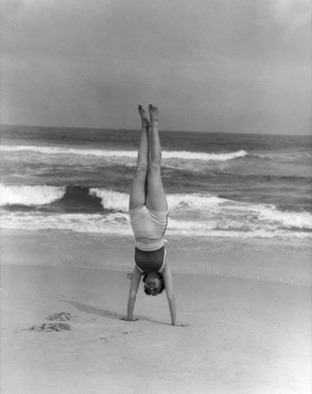 Framed 1930s Woman Doing Handstand Print