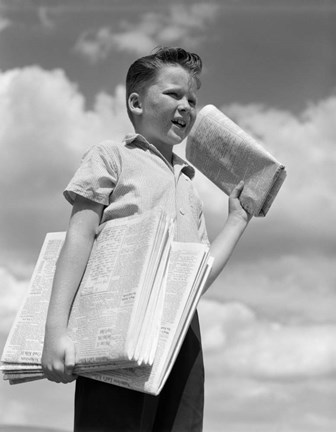 Framed 1930s Newspaper Boy Print