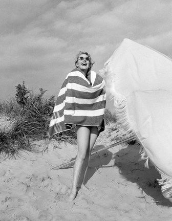 Framed 1960s Blond Bathing Beauty Print