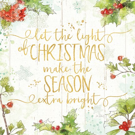 Framed Christmas Sentiments II Gold on Wood Print