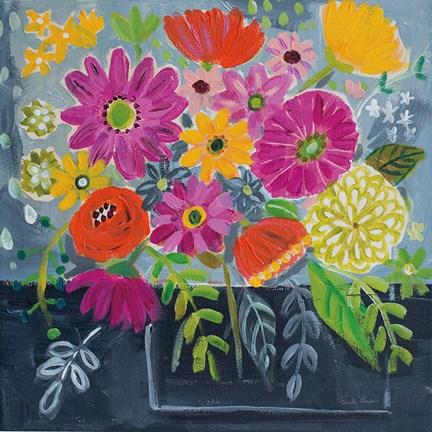 Framed Folk Floral I Print