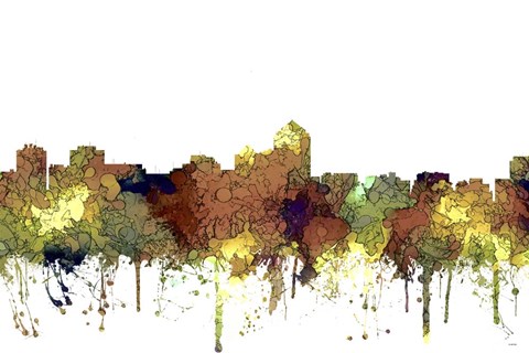 Framed Albuquerque New Mexico Skyline - Safari Buff Print