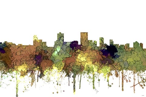 Framed Anchorage Alaska Skyline - Safari Buff Print