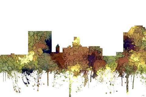 Framed Augusta Georgia Skyline - Safari Buff Print