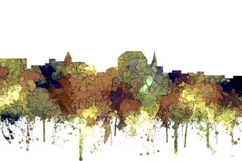 Framed Augusta Maine Skyline - Safari Buff Print