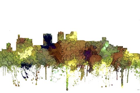 Framed Birmingham Alabama Skyline - Safari Buff Print