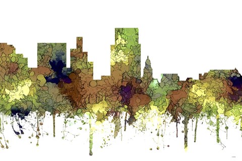 Framed Boise Idaho Skyline - Safari Buff Print