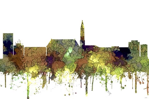 Framed Cheyenne Wyoming Skyline - Safari Buff Print