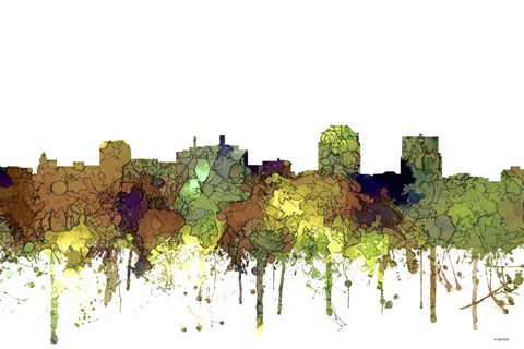 Framed Colorado Springs Colorado Skyline - Safari Buff Print