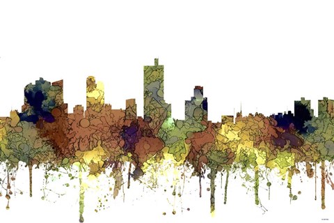 Framed Fort Worth Texas  Skyline - Safari Buff Print