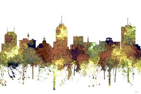 Framed Fresno California Skyline - Safari Buff Print