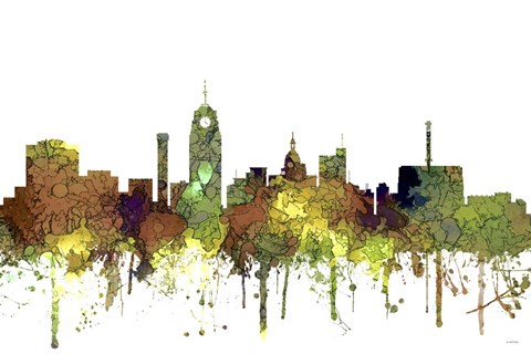 Framed Lansing Michigan Skylines Safari Buff Print