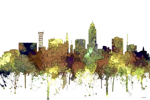 Framed Lincoln Nebraska  Skyline - Safari Buff Print