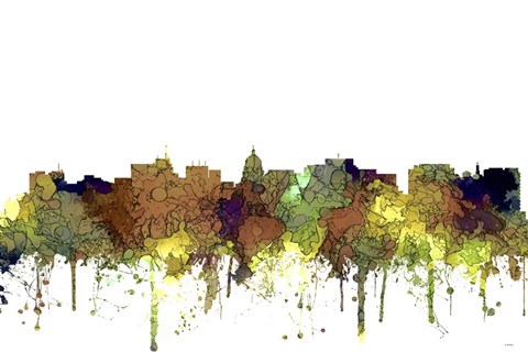 Framed Madison Wisconsin Skyline - Safari Buff Print