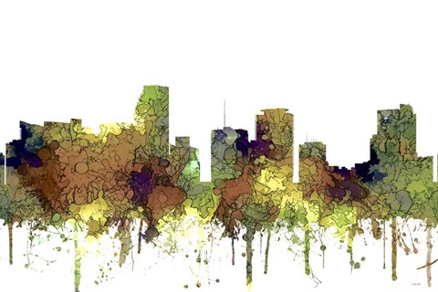 Framed Miami Florida Skylinesafari Buff Print