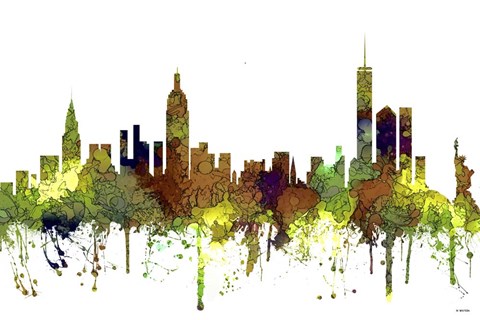 Framed New York NY - Safari Buff Print