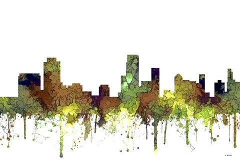 Framed Newark New Jersey Skyline - Safari Buff Print