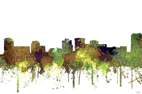 Framed Norfolk Virginia Skyline - Safari Buff Print