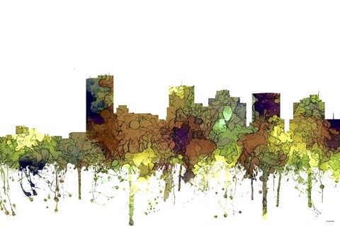 Framed Phoenix Arizona Skyline - Safari Buff Print