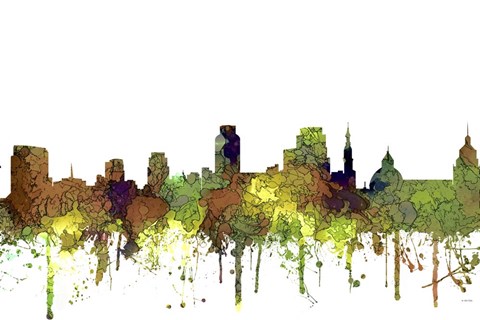 Framed Sacramento California Skyline - Safari Buff Print