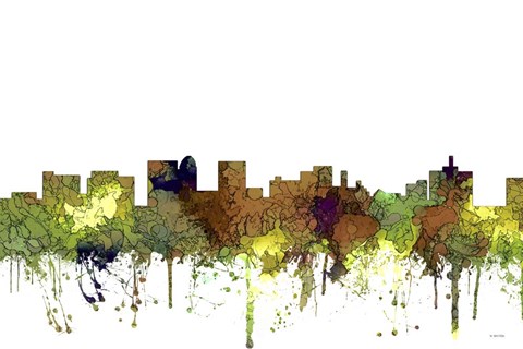 Framed Topeka Kansas Skyline - Safari Buff Print