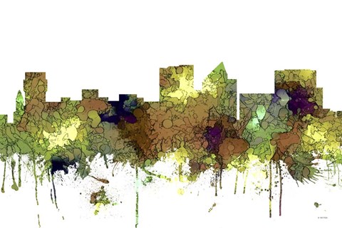 Framed Wichita Kansas Skyline - Safari Buff Print