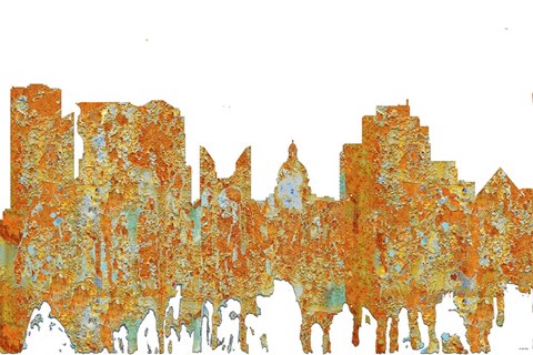 Framed Edmonton Alta Skyline - Rust Print