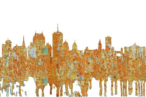 Framed Quebec City QueSkyline - Rust Print