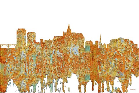 Framed Saskatoon Sask Skyline - Rust Print