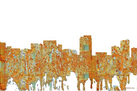 Framed Honolulu Hawaii Skyline - Rust Print