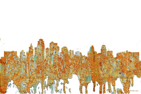 Framed Kansas City Missouri Skyline - Rust Print