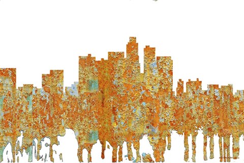 Framed Los Angeles California Skyline - Rust Print