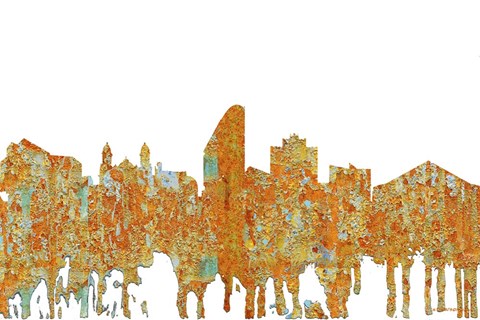 Framed San Jose California Skyline - Rust Print