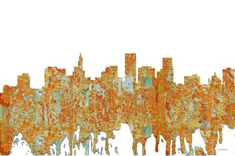 Framed St Paul Minnesota Skyline- Rust Print