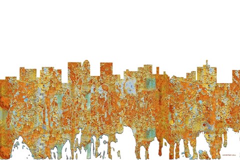 Framed Topeka Kansas Skyline - Rust Print