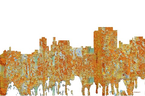 Framed Trenton New Jersey Skyline - Rust Print